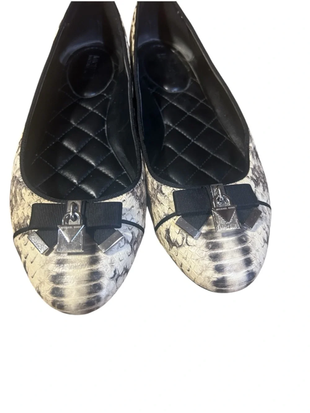 Michael Michael Kors Python-Texture Black & Cream Ballet flats